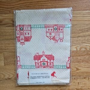 Victorian Christmas Tablecloth with Red and Green Print